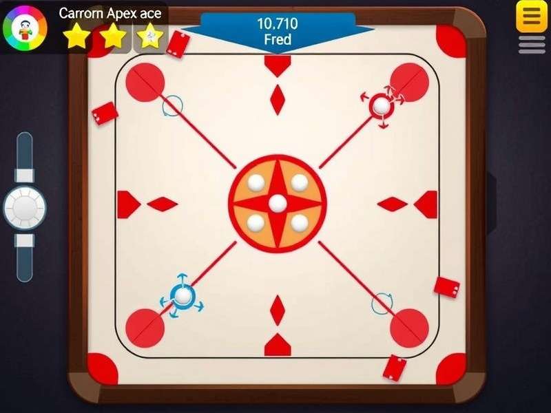 Carrom Apex Ace gameplay screenshot showing digital carrom board